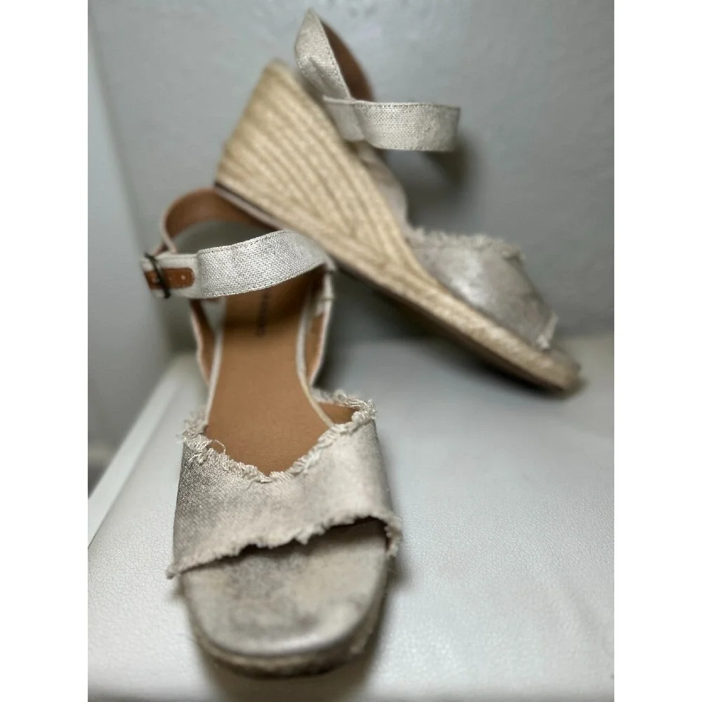 Lucky Brand Mindra Canvas Espadrille Platform Wedge Sandals‎ Women US 9